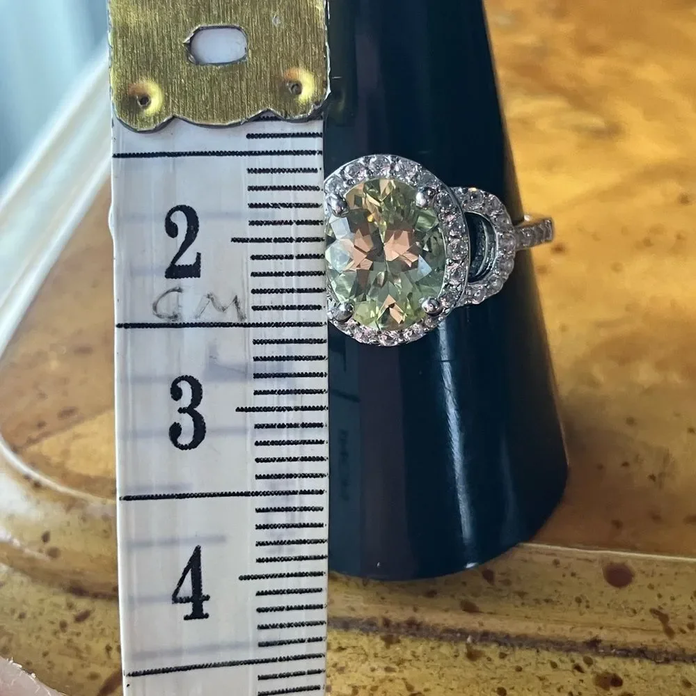 Natural Canary Apatite Sterling Silver Ring Size 10